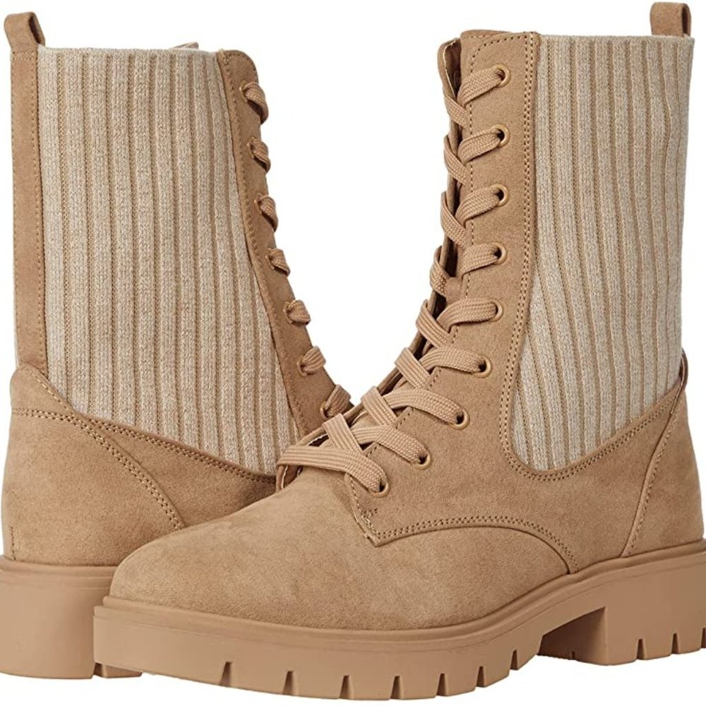 NIB!! ESPRIT Warm Sand Lace Front Lug Sole Combat Boot 9M
